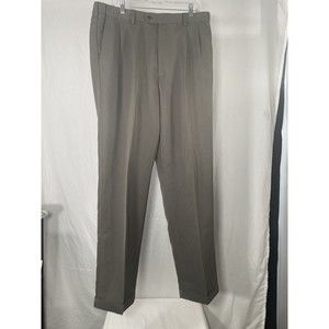 Savane Dress Pants Men 36x34 Gray/Beige Pleated Front Cuffed RN 21201